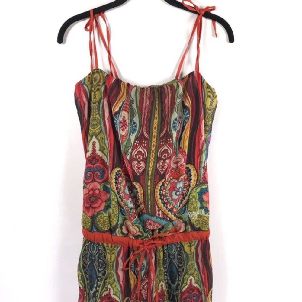 Desigual Floral Aztec Print Sleeveless Straps Wide Leg Jumpsuit 51P26D7 Size 32 - Picture 7 of 16